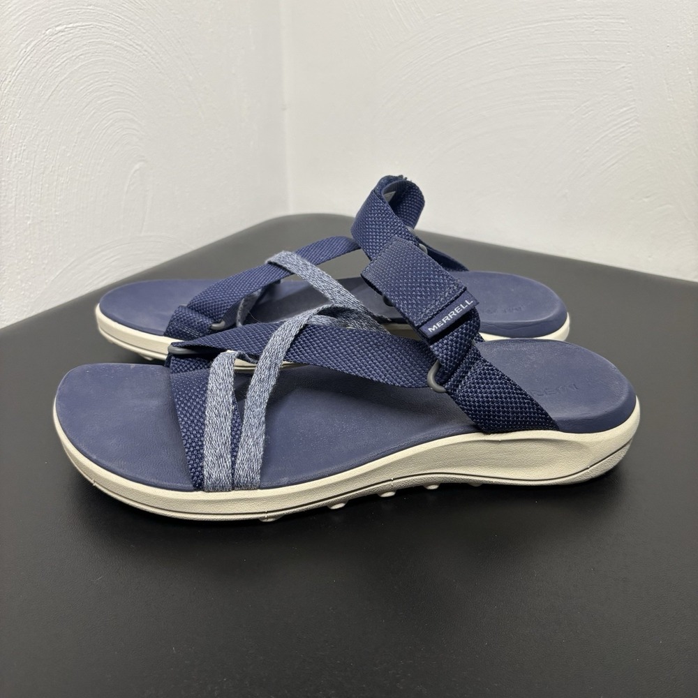 Merrell Womens District 4‎ Mendi Navy Blue Open Toe Sandals Shoes Size 10 Beach